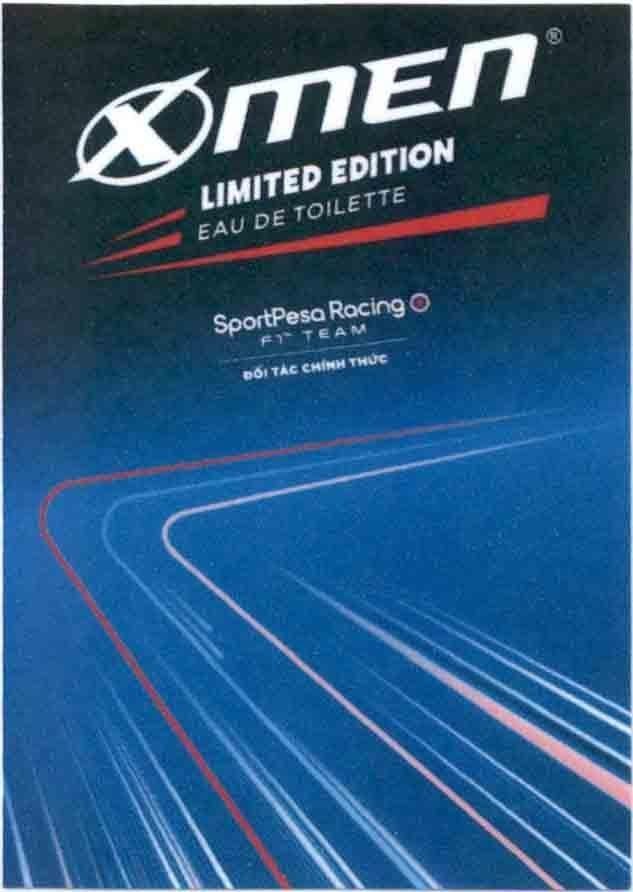 Nhãn hiệu X MEN LIMITED EDITION EAU DE TOILETTE SportPesa Racing F1 TEAM Đối tác chính thức  của Công ty cổ phần MARICO SOUTH EAST ASIA, số đơn 4-2020-05678