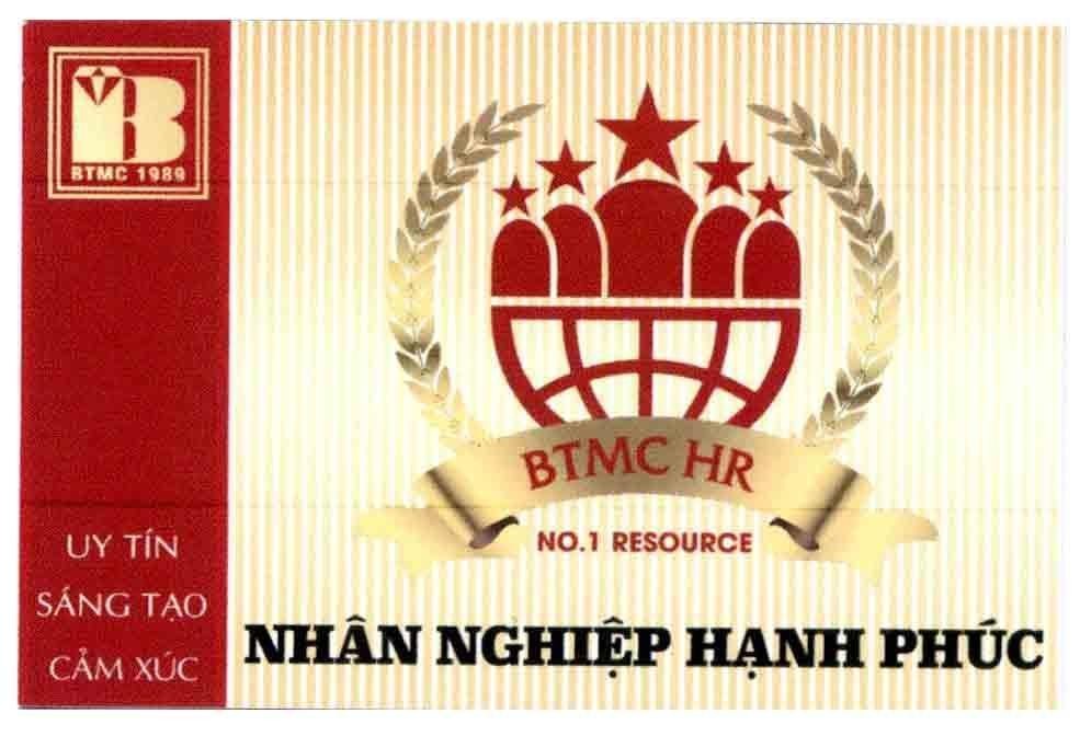 Nhãn hiệu B BTMC 1989 BTMC HR NO.1 RESOURCE Nhân Nghiệp Hạnh Phúc Uy Tín Sáng Tạo Cảm Xúc  của Công ty TNHH Bảo Tín Minh Châu, số đơn 4-2020-08260