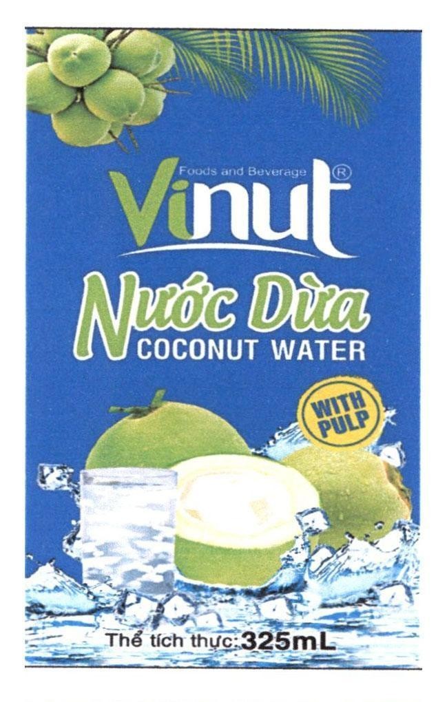 Vinut Foods and Beverage Nước Dừa COCONUT WATER WITH PULP Thể tích thực: 325mL 