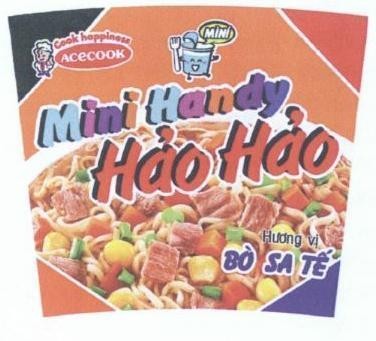 Nhãn hiệu ACECOOK Cook happiness MìNí Mini Handy Hảo Hảo Hương vị Bò Sa Tế  của Công ty cổ phần ACECOOK Việt Nam, số đơn 4-2020-19408
