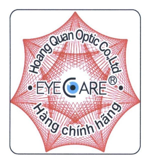 Trademark EYECARE Hoang Quan Optic Co., Ltd Hàng chính hãng R  of Công ty TNHH mắt kính Long Hoàng Quân, application No 4-2020-21077