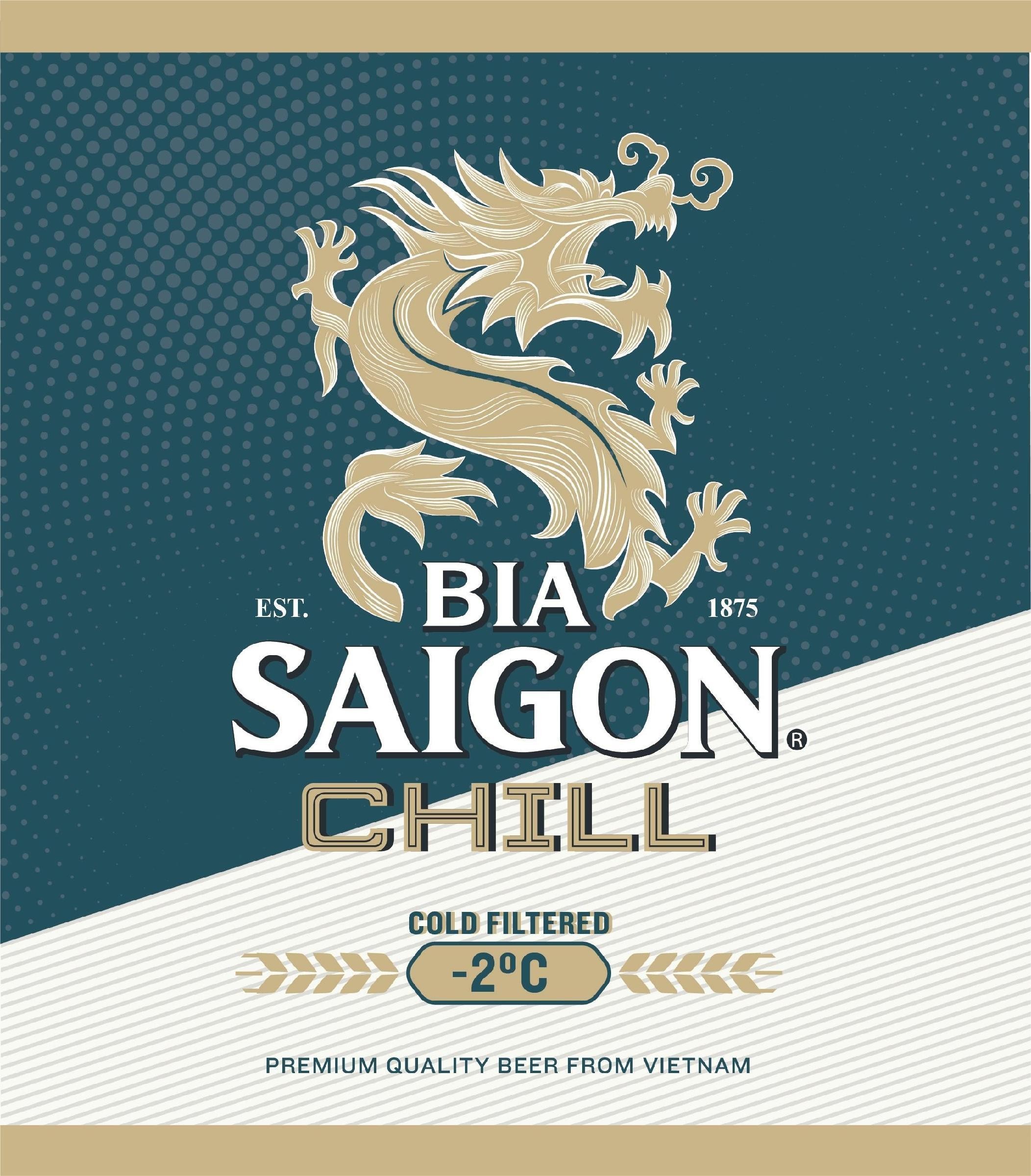 Nhãn hiệu BIA SAIGON CHILL EST 1875 COLD FILTERED -2C PREMIUM QUALITY BEER FROM VIETNAM  của Tổng công ty cổ phần Bia - Rượu - Nước giải khát Sài Gòn, số đơn 4-2020-22885