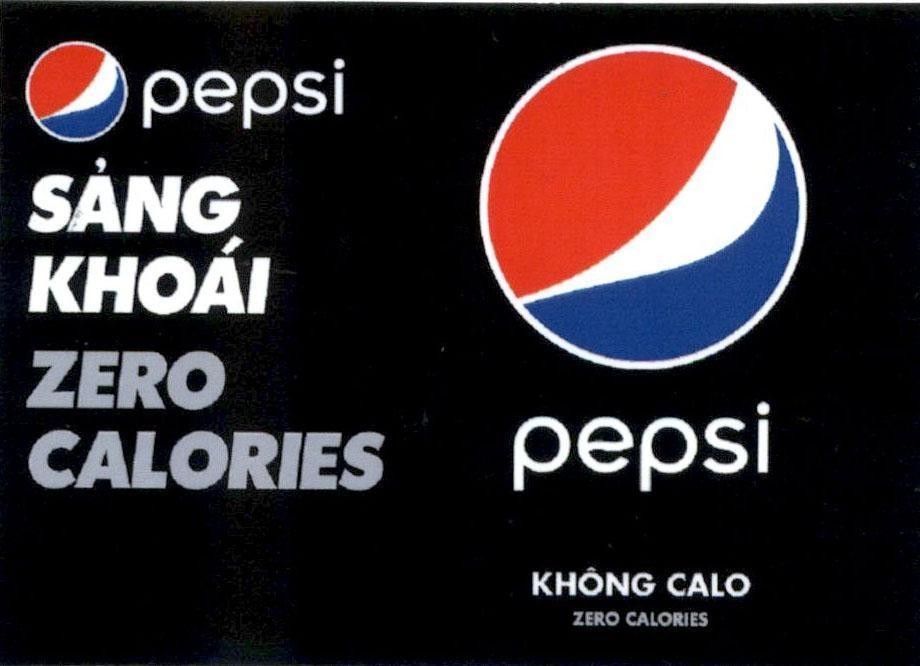 Nhãn hiệu pepsi Sảng Khoái ZERO CALORIES pepsi KHÔNG CALO ZERO CALORIES  của PepsiCo, Inc., số đơn 4-2020-23383
