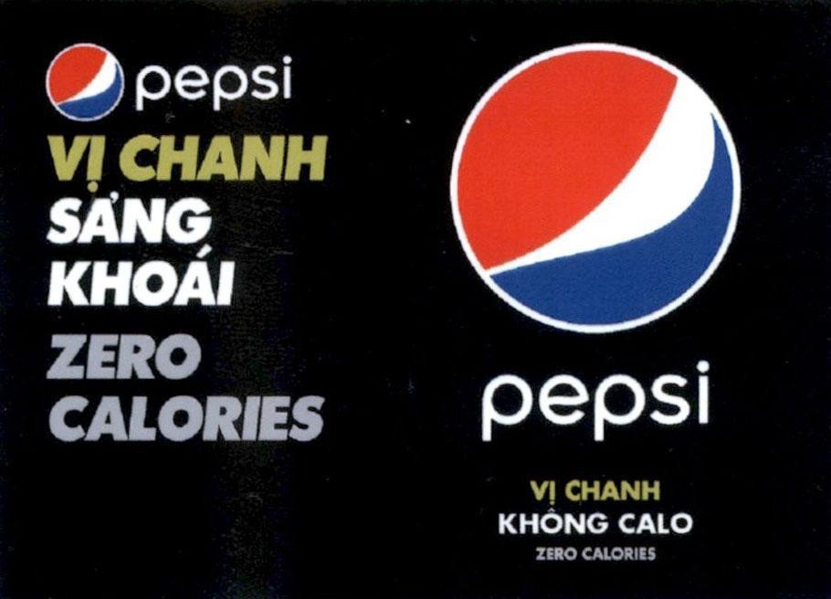 Nhãn hiệu pepsi vị chanh Sảng Khoái ZERO CALORIES pepsi vị chanh KHÔNG CALO ZERO CALORIES  của PepsiCo, Inc., số đơn 4-2020-23384
