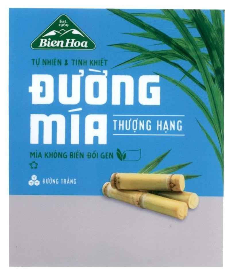 Trademark Bien Hoa Est. 1969 Đường Mía Thượng Hạng Tự Nhiên & Tinh Khiết Mía Không Biến Đổi Gen Đường Trắng  of Công ty cổ phần hàng tiêu dùng Biên Hòa, application No 4-2020-29628