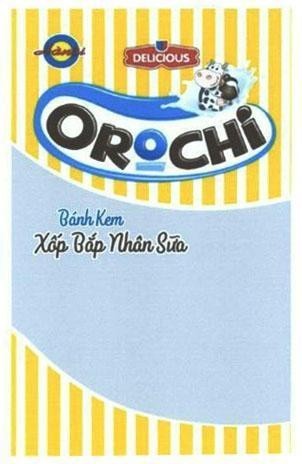Nhãn hiệu Hà Nội DELICIOUS OROCHI Bánh kem xốp bắp nhân sữa  của Công ty cổ phần bánh kẹo Hải Minh, số đơn 4-2020-33951