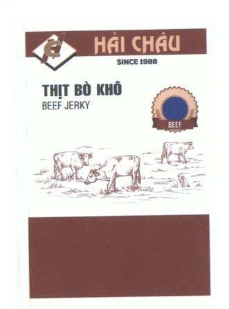 Công ty TNHH thương mại sản xuất thực phẩm Hải Châu的H C Hải Châu SINCE 1988 Thịt Bò Khô BEEF JERKY BEEF 品牌, 申请号 4-2020-42950