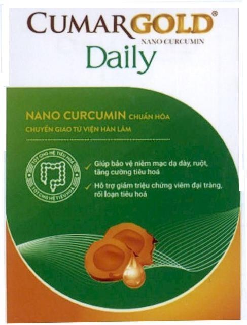 Nhãn hiệu CUMARGOLD NANOCURCUMIN Daily NANOCURCUMIN Chuẩn hóa chuyển giao từ viện Hàn Lâm  của Công ty cổ phần dược mỹ phẩm CVI, số đơn 4-2020-49419