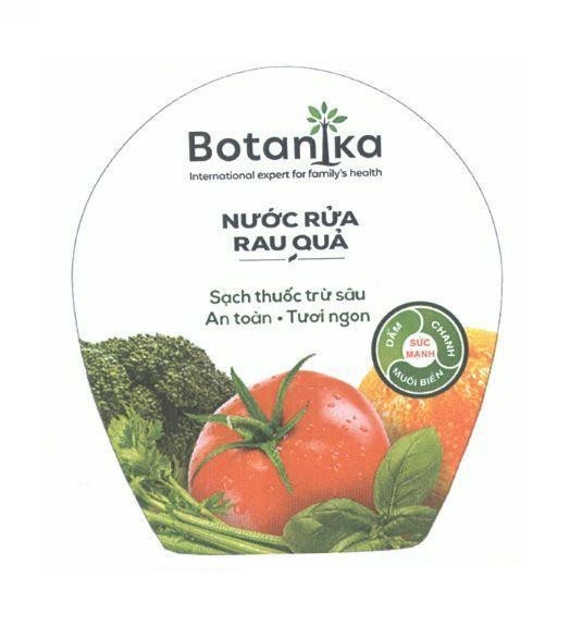 Nhãn hiệu Botanika International expert for family's health Nước Rửa Rau Quả Sạch Thuốc Trừ Sâu An Toàn - Tươi ngon Sức Mạnh Dấm Cha  của Công ty cổ phần Marico South East Asia, số đơn 4-2020-51045