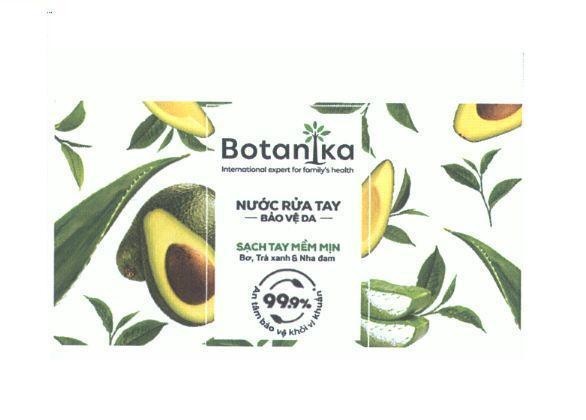 Nhãn hiệu Botanika International expert for family's health Nước Rửa Tay Bảo Vệ Da Sạch Tay Mềm Mịn Bơ, Trà Xanh & Nha Đam  của Công ty cổ phần Marico South East Asia, số đơn 4-2020-51047