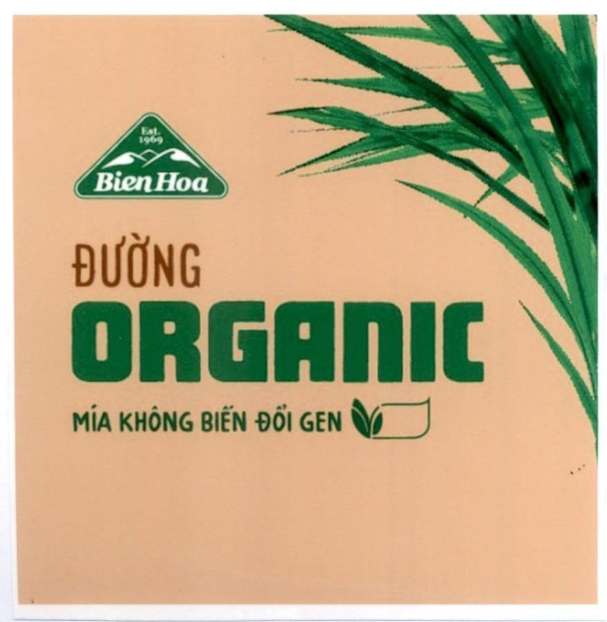 Trademark Est. 1969 BienHoa Đường ORGANIC mía không biến đổi gen  of Công ty cổ phần hàng tiêu dùng Biên Hòa, application No 4-2021-07195