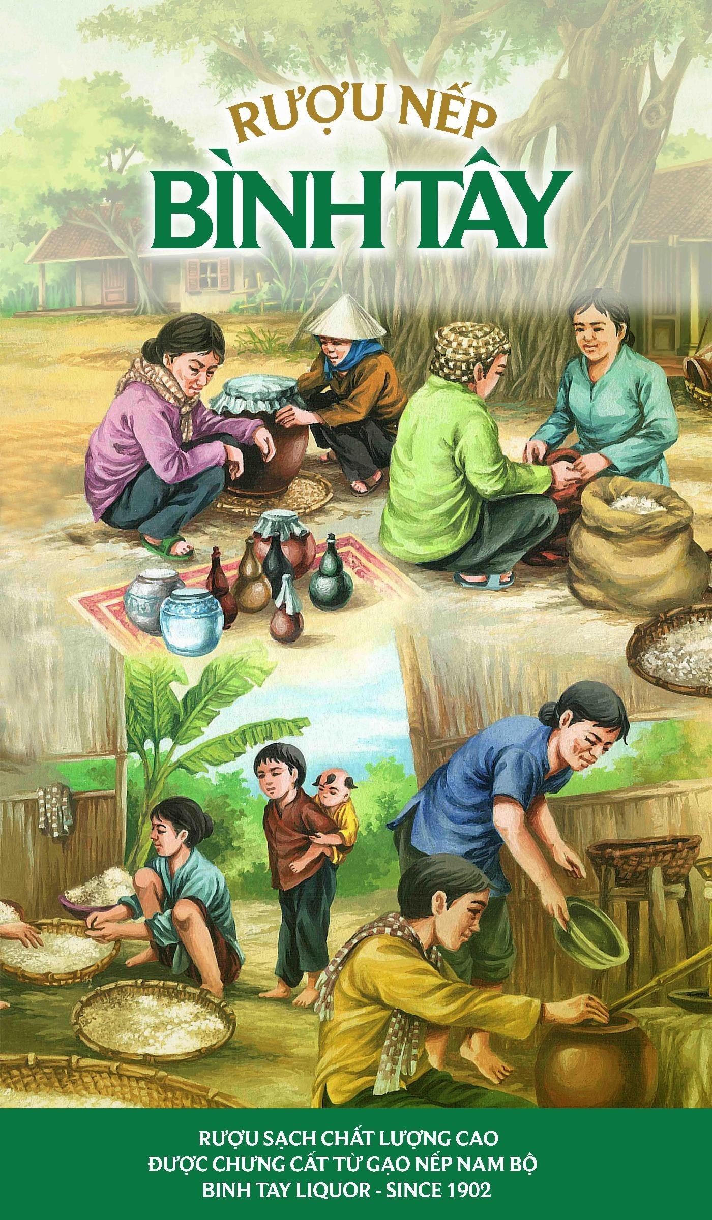 Nhãn hiệu Rượu Nếp Bình Tây Rượu Đế Sạch Chất Lượng Cao Được Chưng Cất Từ Gạo Nếp Nam Bộ BINH TAY LIQUOR - SINCE 1902  của Công ty cổ phần Rượu Bình Tây, số đơn 4-2021-13526