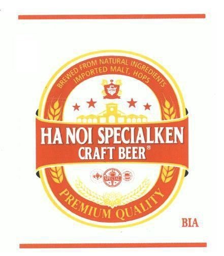 Trademark HA NOI SPECIALKEN CRAFT BEER PREMIUM QUALITY SPECIAL BIA BREWED FROM NATURAL INGREDIENTS IMPORTED MALT HOPS  of Công ty cổ phần bia quốc tế Sài Gòn Hà Nội, application No 4-2021-30545