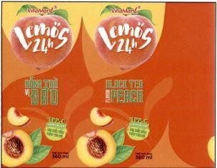 Nhãn hiệu Lemos 24h VihaMark Hồng Trà Vị Đào BLACK TEA FLAVOR PEACH TPP-C CHỐNG OXY HÓA CHO CUỘC SỐNG THÊM TƯƠI MỚI Thể tích thực 360 ml  của Công ty Cổ phần Tập đoàn VIHAMARK, số đơn 4-2021-31536