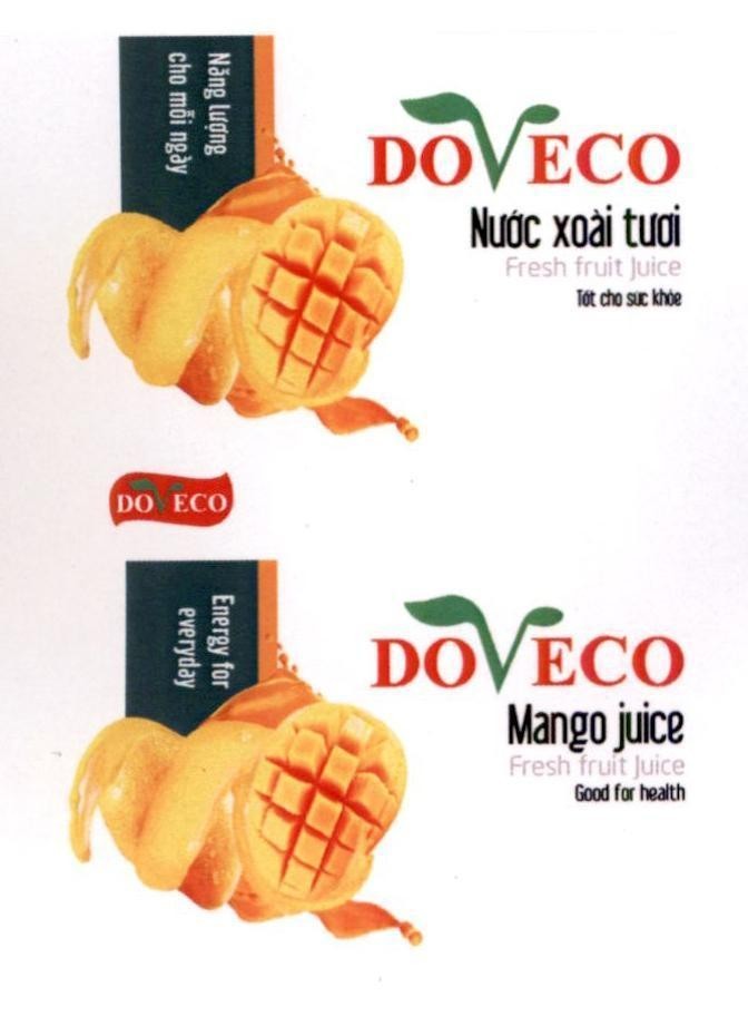 DOVECO Nước xoài tươi Fresh fruit Juice Tốt cho sức khỏe Năng lượng cho mỗi ngày Energy for everyday 