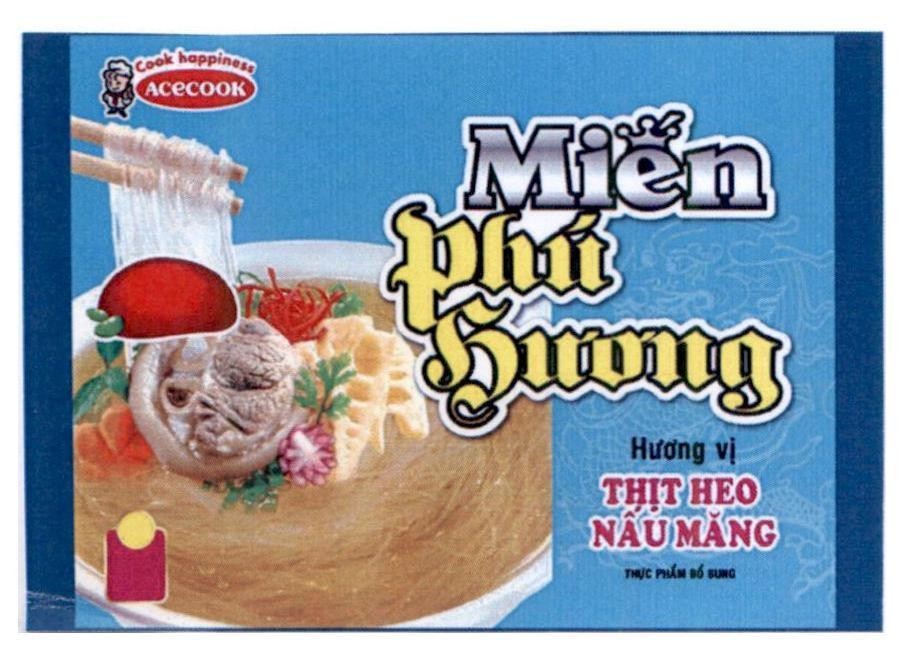 Nhãn hiệu ACECOOK Cook happiness Miến Phú Hương Hương vị THỊT HEO NẤU MĂNG THỰC PHẨM BỔ SUNG  của Công ty cổ phần ACECOOK Việt Nam, số đơn 4-2021-41686