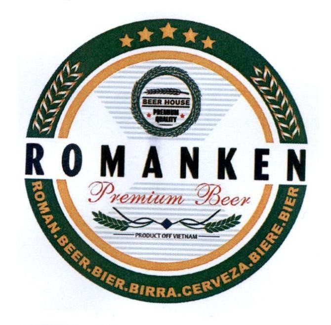 ROMANKEN Premium Beer PRODUCT OFF VIETNAM BEER HOUSE PREMIUM QUALITY ROMAN.BEER.BIER.BIRRA.CERVEZA.BIERE.BIER 