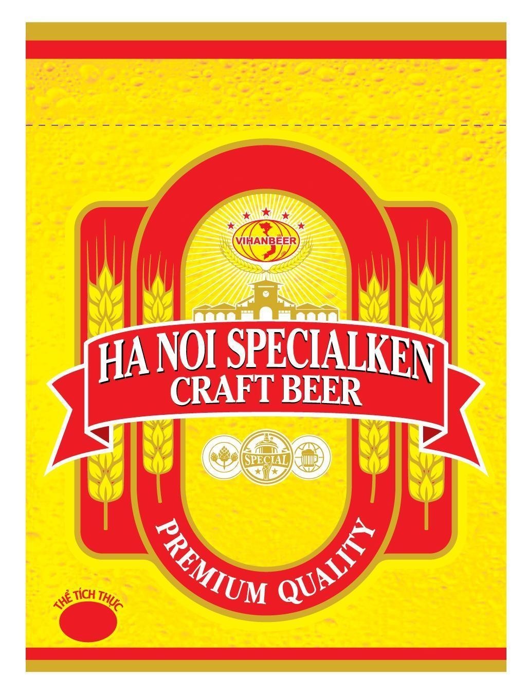 Trademark VIHANBEER HA NOI SPECIALKEN CRAFT BEER PREMIUM QUALITY Thể Tích Thực  of Công ty cổ phần bia quốc tế Sài Gòn Hà Nội, application No 4-2022-02221