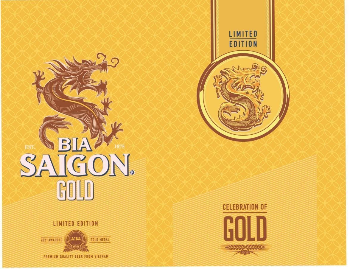 Nhãn hiệu BIA SAI GON GOLD EST. 1875 LIMITED EDITION 2021 AWARDED ABA GOLD MEDAL PREMIUM QUALITY BEER FROM VIET NAM CELEBRATION OF GOLD  của Tổng công ty cổ phần bia - rượu - nước giải khát Sài Gòn, số đơn 4-2022-09249