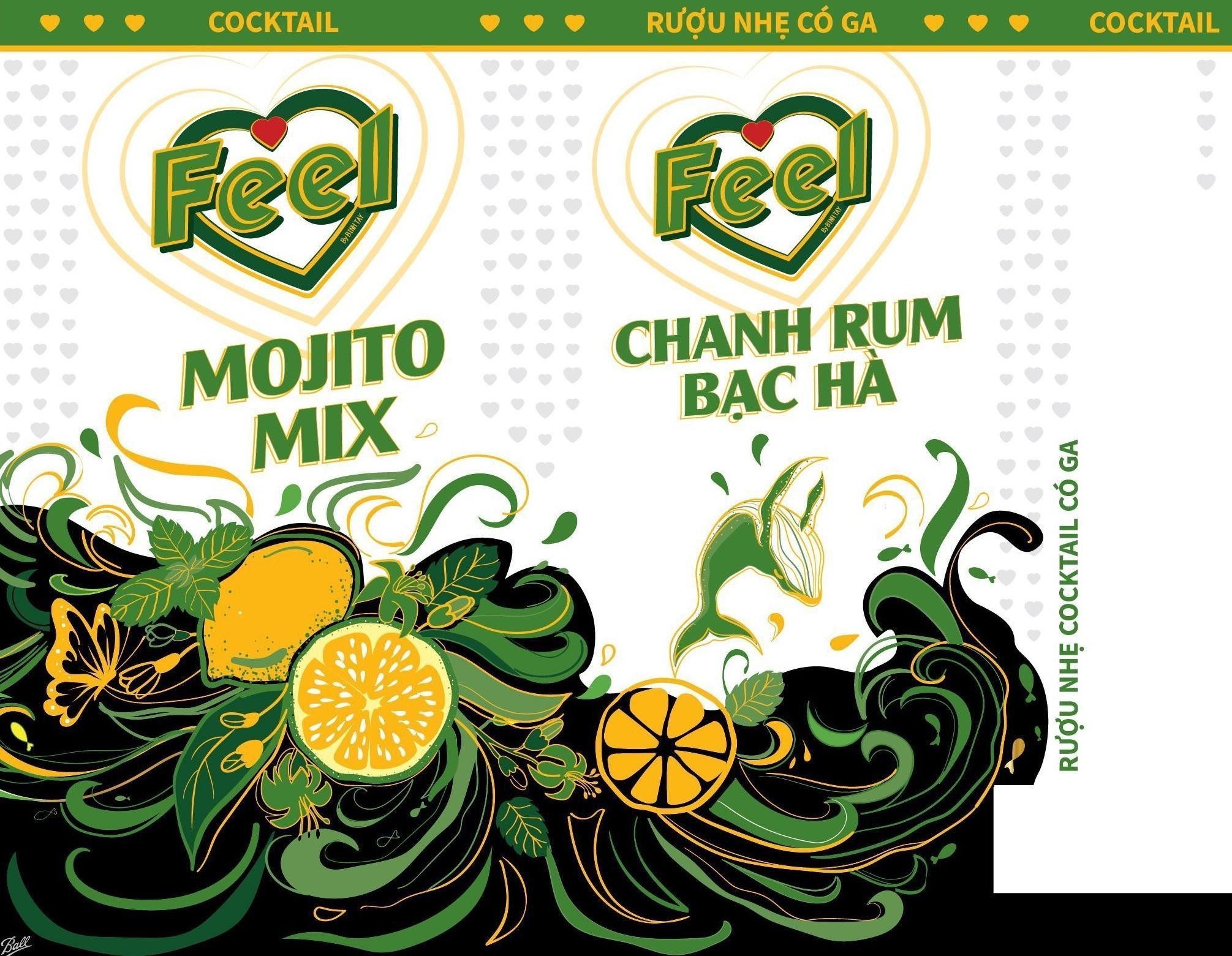 Feel MOJITO MIX Feel Chanh Rum Bạc Hà Cocktail Rượu Nhẹ Có Ga Cocktail Rượu Nhẹ Cocktail Có Ga 