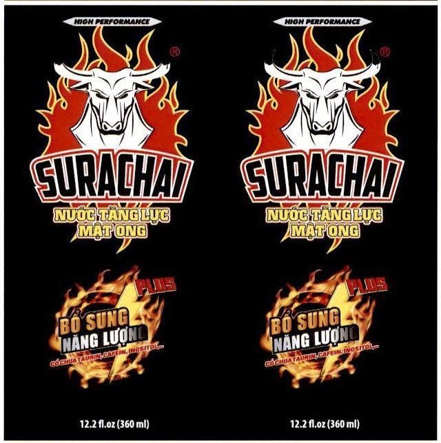 Nhãn hiệu SURACHAI Nước Tăng Lực Mật Ong Bổ Sung Năng Lượng PLUS HIGH PERFORMANCE Có Chứa TAURIN, CAFEIN, INOSITOL 12.2 fl.oz (360 ml) SURACHAI Nước Tăng Lực Mật Ong Bổ Sung Năng Lượng PLUS HIGH PERFORMANCE Có Chứa TAURIN, CAFEIN, INOSITOL 12.2 fl.oz (360 ml)  của Công ty cổ phần tập đoàn VIHAMARK, số đơn 4-2022-16798