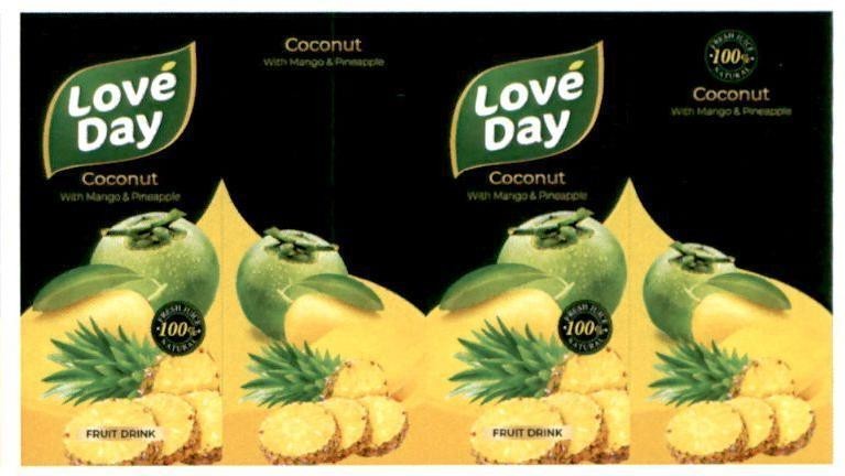 Love Day Coconut With Mango & Pineapple FRESH JUCE NATURAL 100% FRUIT DRINK Coconut With Mango & Pineapple Love Day Coconut With Mango & Pineapple FRESH JUCE NATURAL 100% FRUIT DRINK FRESH JUCE NATURAL 100% Coconut With Mango & Pineapple 