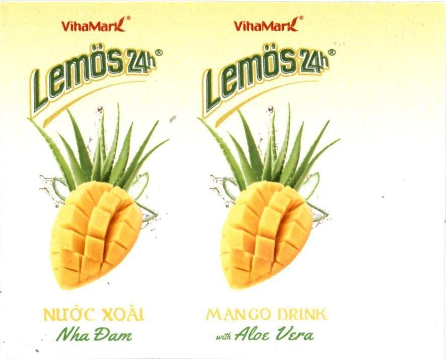 Nhãn hiệu VihaMark Lemos 24h Nước Xoài Nha Đam VihaMark Lemos 24h MANGO DRINK with Aloe Vera  của Công ty cổ phần tập đoàn VIHAMARK, số đơn 4-2022-26273