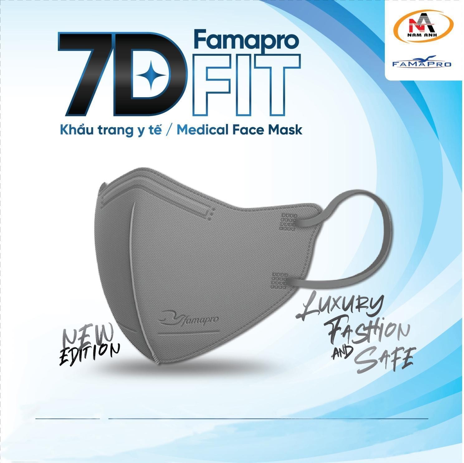 Nhãn hiệu 7D Famapro FIT Khẩu trang y tế / Medical Face Mask NEW EDITION LUXURY FASHION AND SAFE N A NAM ANH FAMAPRO  của Công ty TNHH sản xuất thương mại thiết bị NAM ANH, số đơn 4-2022-29555