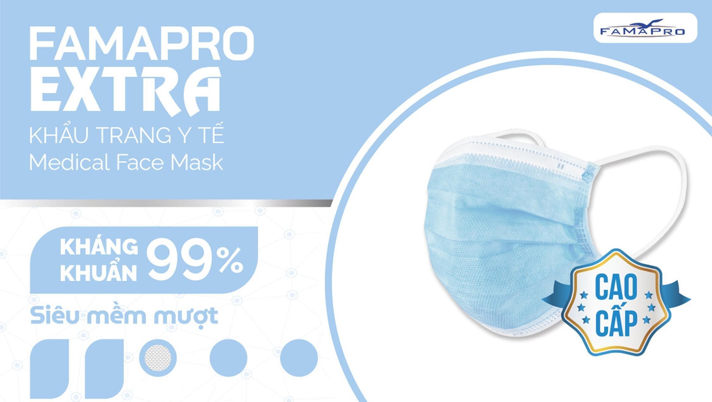 FAMAPRO EXTRA Khẩu Trang Y Tế Medical Face Mask Kháng Khuẩn 99% Siêu mềm mượt Cao Cấp FAMAPRO Cao Cấp 