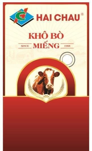Công ty TNHH thương mại sản xuất thực phẩm Hải Châu的HAI CHAU HC Khô Bò Miếng SINCE 1988 品牌, 申请号 4-2022-34326