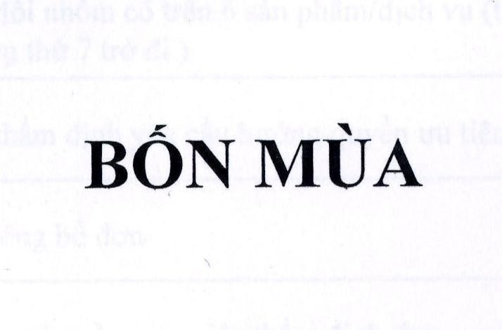 Nhãn hiệu Bốn Mùa  của Công ty TNHH công nghệ DAHAGO, số đơn 4-2022-37818