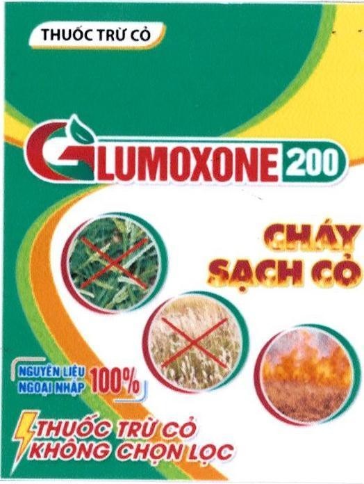 Nhãn hiệu GLUMOXONE 200 THUỐC TRỪ CỎ CHÁY SẠCH CỎ NGUYÊN LIỆU NGOẠI NHẬP 100% THUỐC TRỪ CỎ KHÔNG CHỌN LỌC  của Công ty cổ phần Genta Thụy Sĩ, số đơn 4-2022-44240