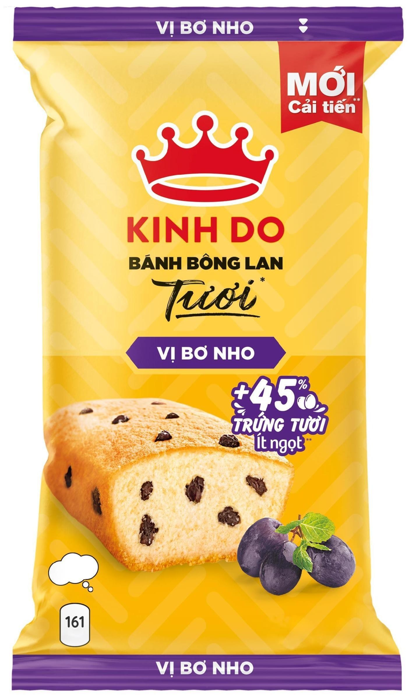 Nhãn hiệu VỊ BƠ NHO MỚI Cải tiến KINH DO BÁNH BÔNG LAN Tươi VỊ BƠ NHO 45% TRỨNG TƯƠI ít ngọt 161 VỊ BƠ NHO  của Mondelez International AMEA Pte. Ltd., số đơn 4-2022-46737