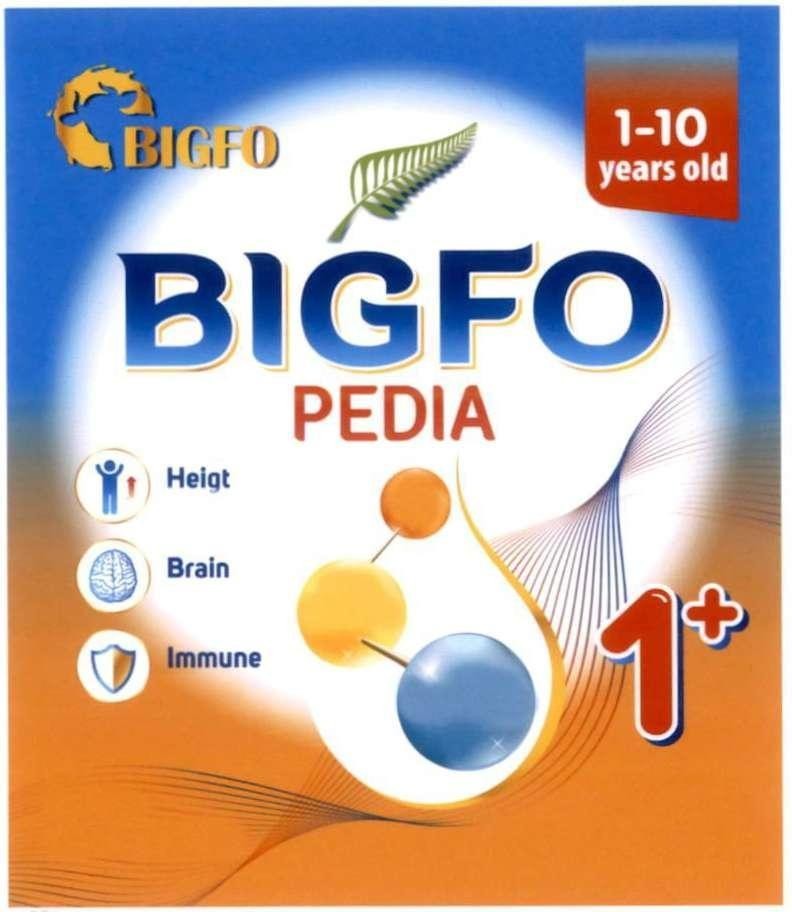 Trademark BIGFO BIGFO PEDIA Heigt Brain Immune 1-10 years old 1+  of Công ty trách nhiệm hữu hạn dược phẩm Anh Thy, application No 4-2022-50132