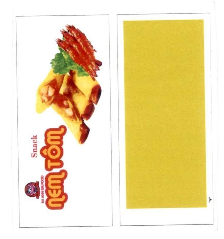 Nhãn hiệu BA ANH EM FOOD NEM TÔM Snack  của Công ty cổ phần thực phẩm sạch HTT Hà Nội, số đơn 4-2022-51820