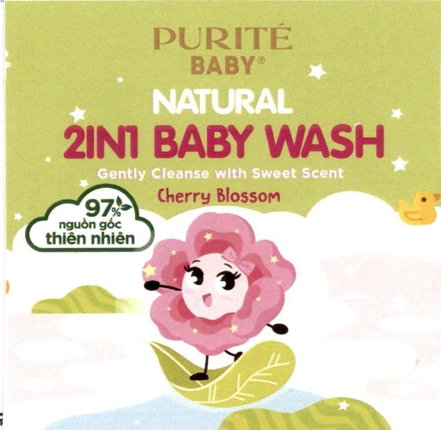 PUITÉ BABY NATURAL 2IN1 BABY WASH Gently Cleanse with Sweet Scent Cherry Blossom 97% nguồn gốc thiên nhiên 
