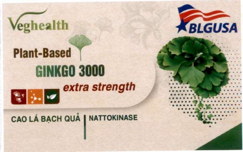 Công ty cổ phần thương mại và dược phẩm Trường An的Veghealth Plant-Based GINKGO 3000 extra strength CAO LÁ BẠCH QUẢ NATTOKINASE BLGUSA 品牌, 申请号 4-2022-55643