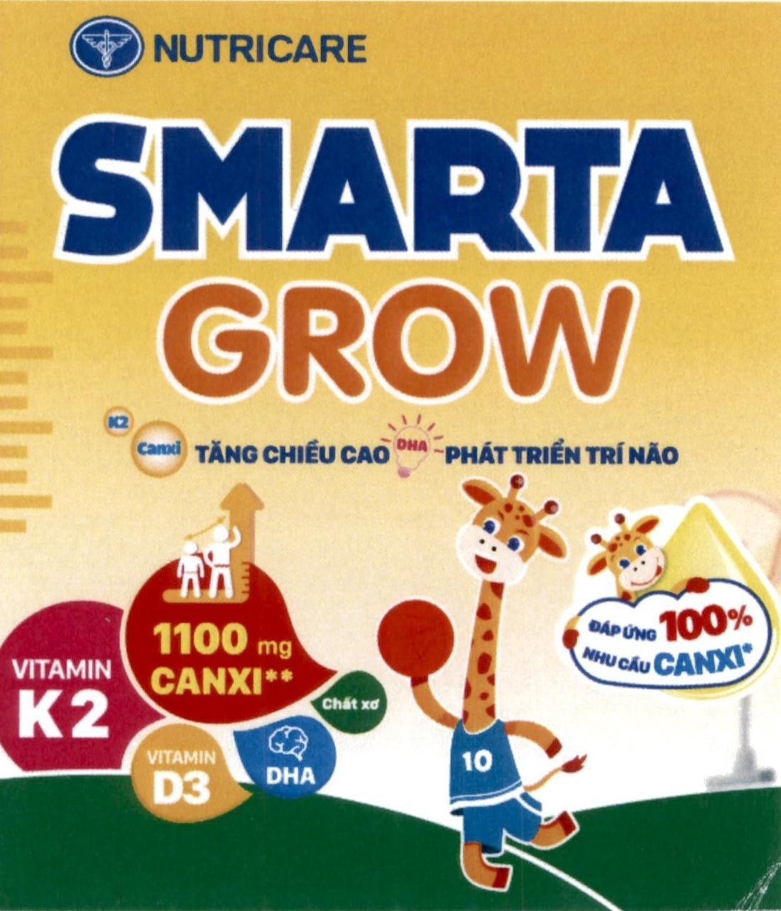 NUTRICARE SMARTA GROW K2 Canxi TĂNG CHIỀU CAO DHA PHÁT TRIỂN TRÍ NÃO VITAMIN K2 1100mg CANXI VITAMIN D3 DHA Chất xơ ĐÁP ỨNG 100% NHU CẦU CANXI 10 
