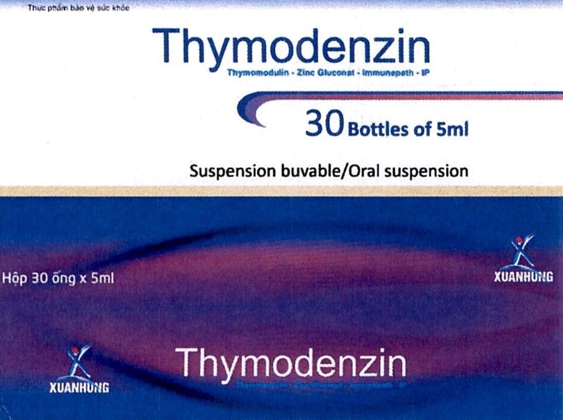 Thực phẩm bảo vệ sức khỏe Thymodenzin Thymomodulin - Zinc Gluconat - Immunepath - IP 30 Bottles of 5ml Suspension buvable/Oral suspension X XUANHUNG Hộp 30 ống x 5ml Thymodenzin 