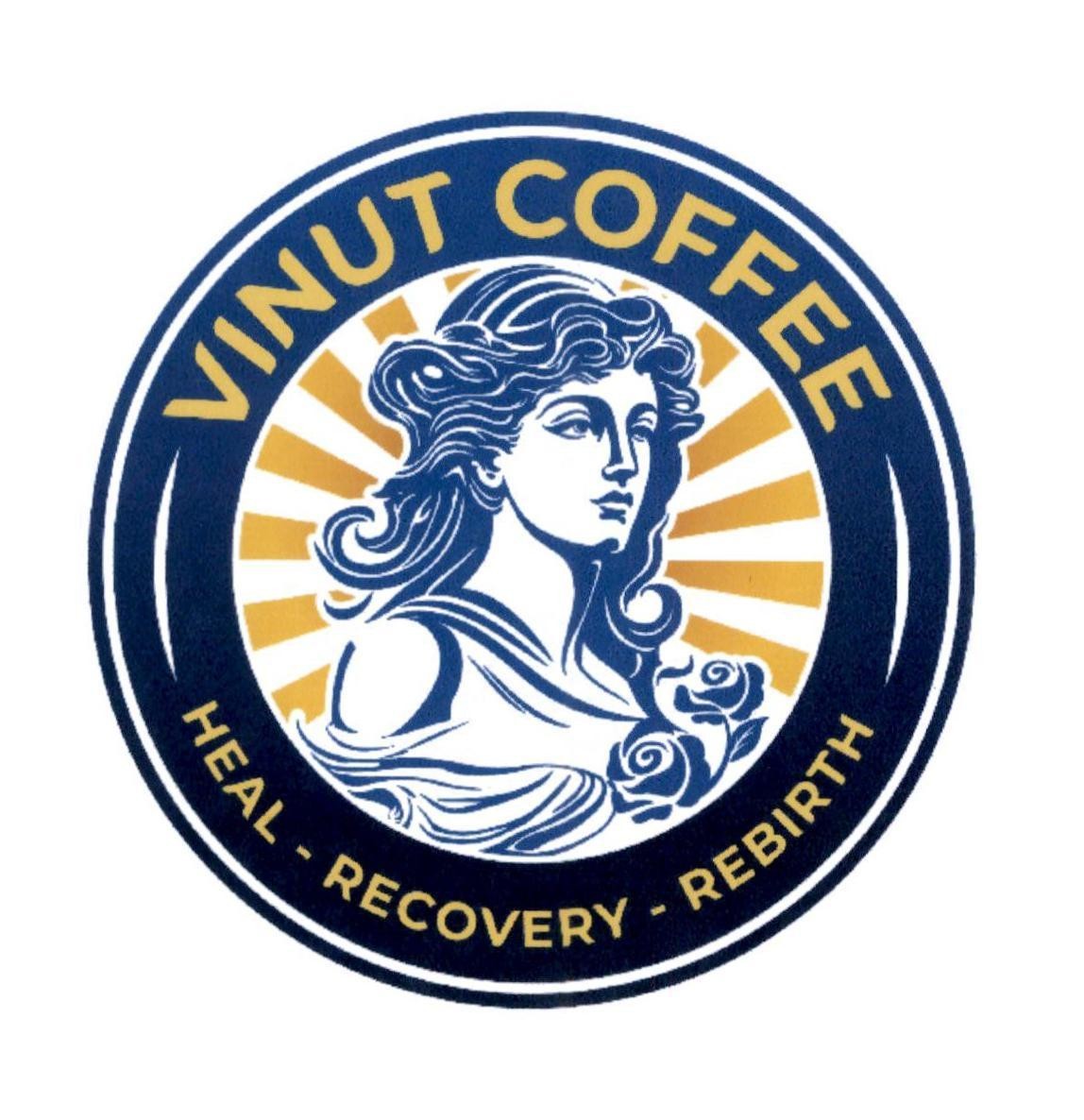 Nhãn hiệu VINUT COFFEE HEAL - RECOVERY - REBIRTH  của Công ty cổ phần thực phẩm và nước giải khát Nam Việt, số đơn 4-2023-18020