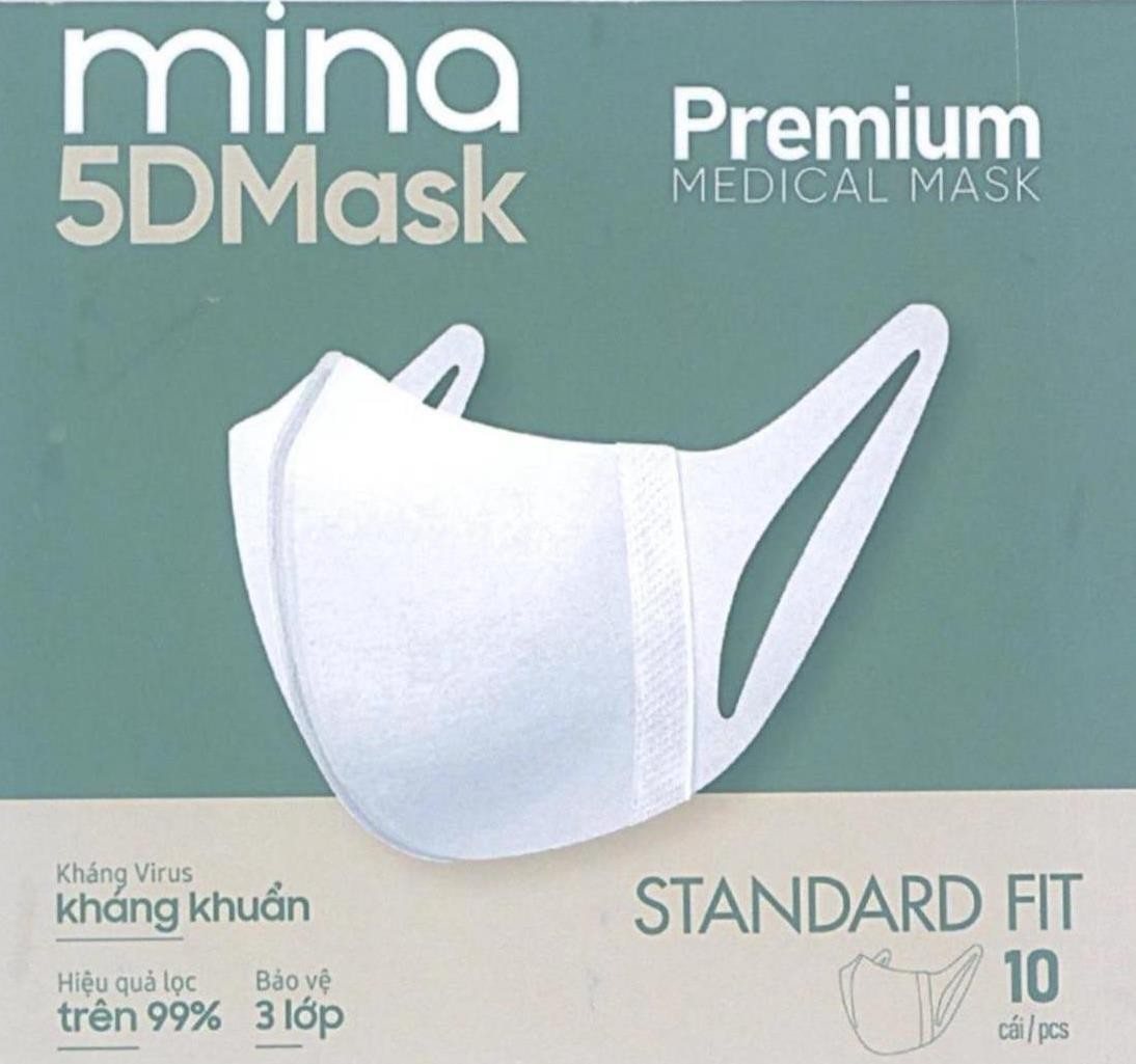 mina 5DMask Premium MEDICAL MASK Kháng Virus kháng khuẩn Hiệu quả lọc trên 99% Bảo vệ 3 lớp STANDARD FIT 10 cái/pcs 