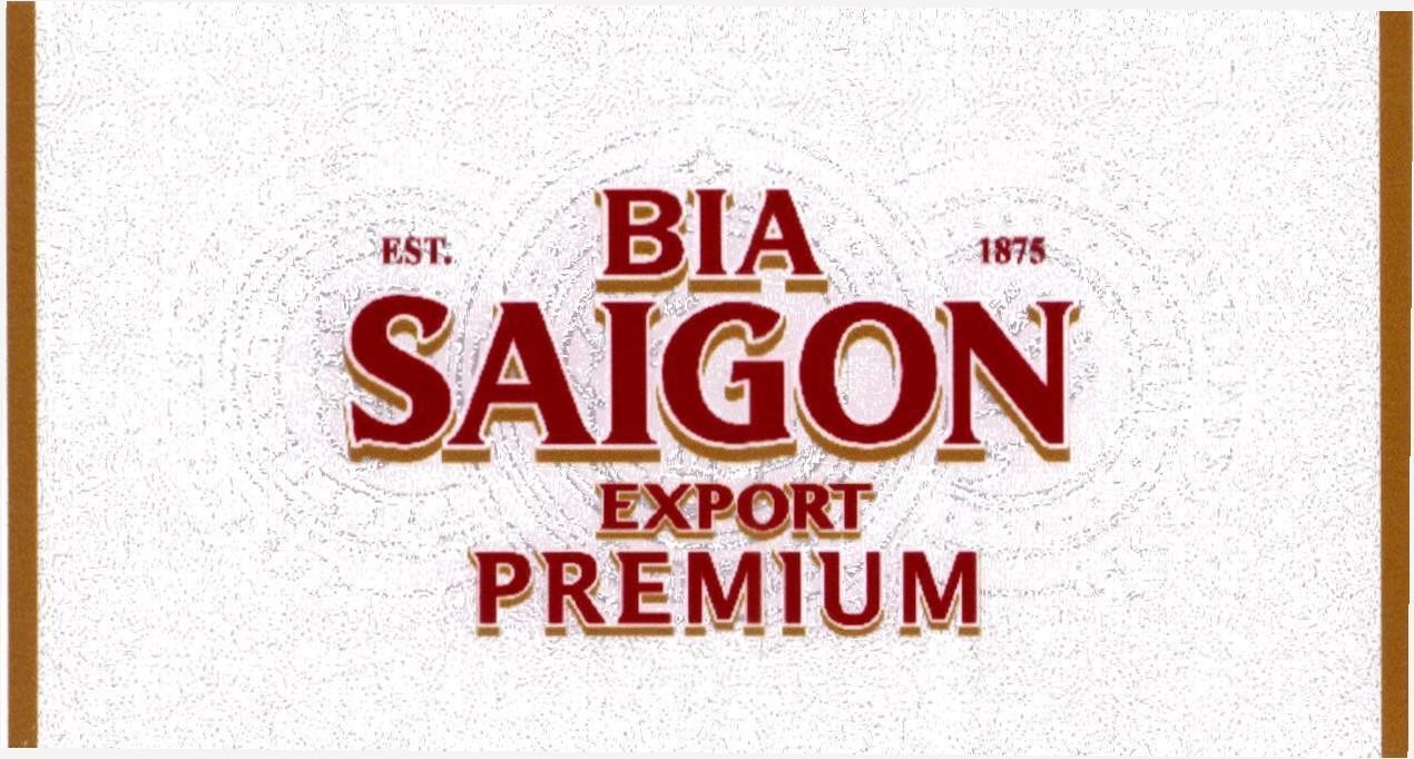 Nhãn hiệu BIA SAIGON EXPORT PREMIUM EST. 1875  của Tổng công ty cổ phần bia - Rượu - Nước giải khát Sài Gòn, số đơn 4-2023-23089
