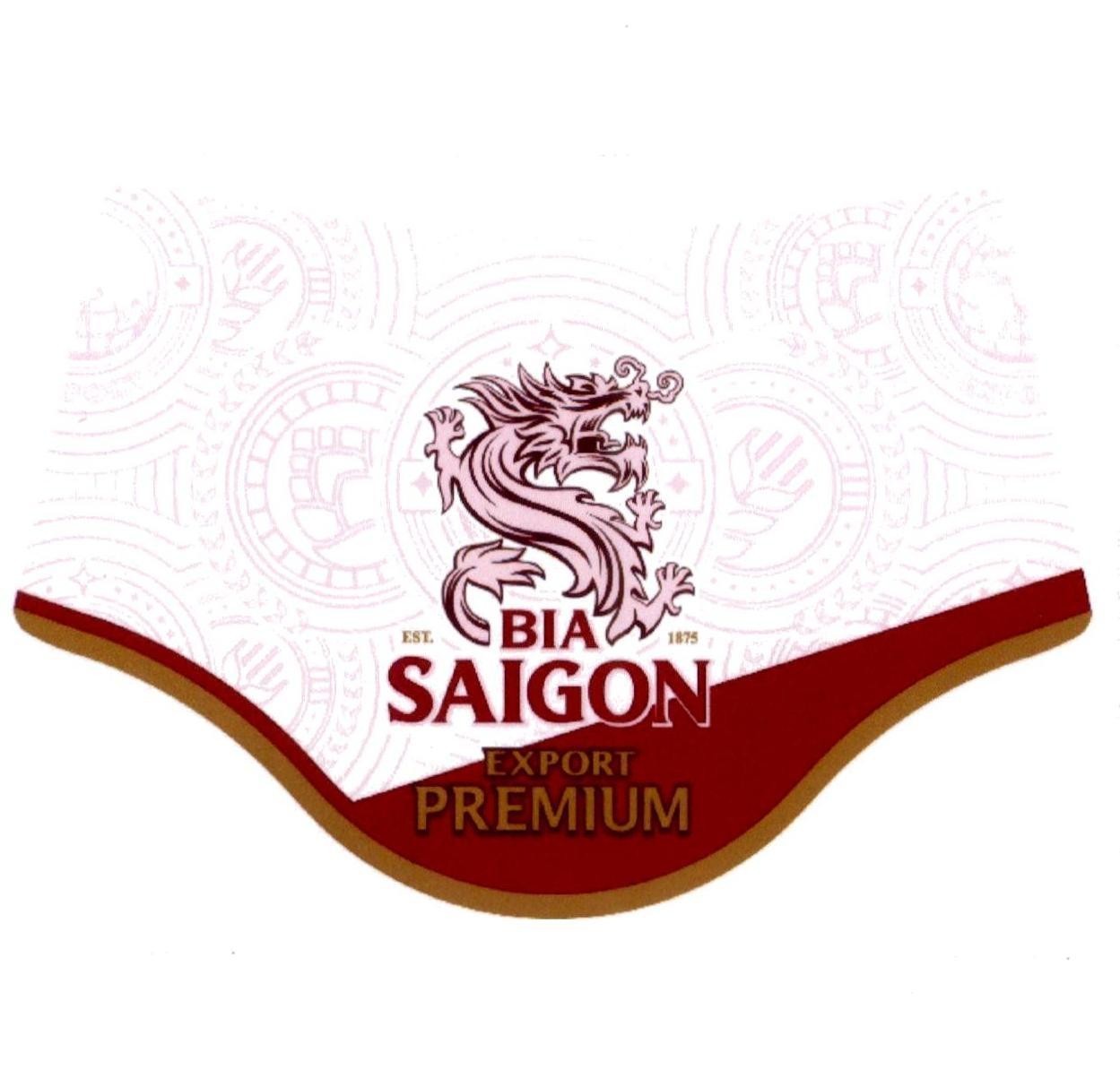 Nhãn hiệu BIA SAIGON EXPORT PREMIUM EST. 1875  của Tổng công ty cổ phần Bia - Rượu - Nước giải khát Sài Gòn, số đơn 4-2023-23092