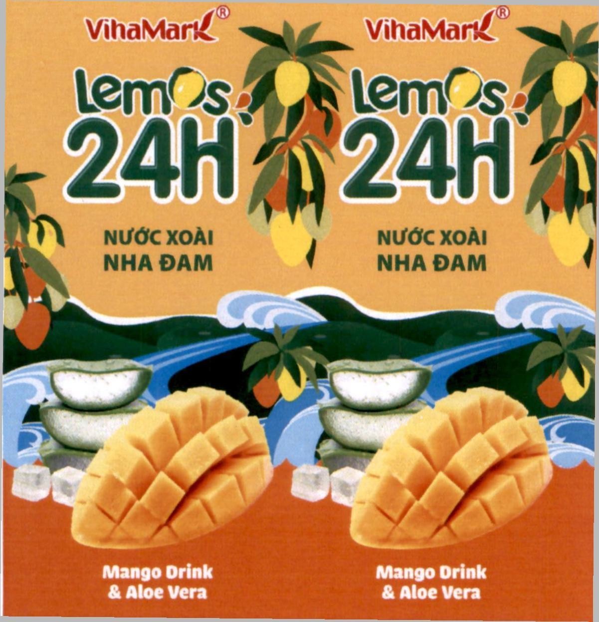 Nhãn hiệu VihaMark Lemos 24H NƯỚC XOÀI NHA ĐAM Mango Drink & Aloe Vera  của Công ty cổ phần tập đoàn VIHAMARK, số đơn 4-2023-27945
