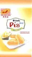 Công ty TNHH chế biến thực phẩm bánh pía lạp xưởng Tân Huê Viên的Bánh Pía Chay Đậu - Sầu riêng VEGETARIAN PIA CAKE MUNG BEANS DURIAN T H V TÂN HUÊ VIÊN [xin hua yuan: TÂN HUÊ VIÊN] 品牌, 申请号 4-2023-31106