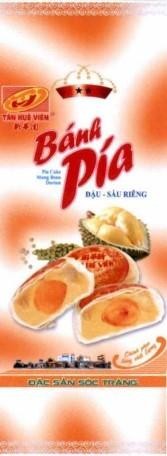 Công ty TNHH chế biến thực phẩm bánh pía lạp xưởng Tân Huê Viên的Bánh Pía ĐẬU - SẦU RIÊNG Pia Cake Mung Bean Durian T H V TÂN HUÊ VIÊN [xin hua yuan: TÂN HUÊ VIÊN] Chinh phục bằng chất lượng ĐẶC SẢN SÓC TRĂNG 品牌, 申请号 4-2023-31113