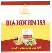Nhãn hiệu BIA HƠI HN 183 BIA HƠI HN 183 Thủ đô ngàn năm văn hiến  của Công ty cổ phần sản xuất và thương mại Việt Anh Thái Nguyên, số đơn 4-2023-45174