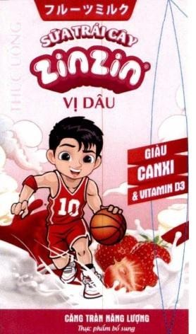 Nhãn hiệu SỮA TRÁI CÂY zinzin VỊ DÂU 10 THỨC UỐNG GIÀU CANXI & VITAMIN D3 CĂNG TRÀN NĂNG LƯỢNG Thực phẩm bổ sung [phư-rư-trư-mi-rư-cư: sữa trái cây]  của CÔNG TY CỔ PHẦN MORINAGA NUTRITIONAL FOODS VIỆT NAM, số đơn 4-2023-48311