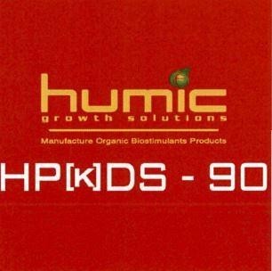 Nhãn hiệu humic growth solutions Manufacture Organic Biostimulants Products HP[K]DS - 90  của Công ty TNHH đầu tư nông nghiệp Hoàng Phúc, số đơn 4-2023-55098