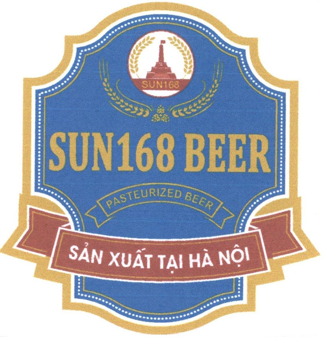 Nhãn hiệu SUN 168 SUN168 BEER PASTEURIZED BEER SẢN XUẤT TẠI HÀ NỘI  của Công ty TNHH Phú Thái Sơn, số đơn 4-2024-01119